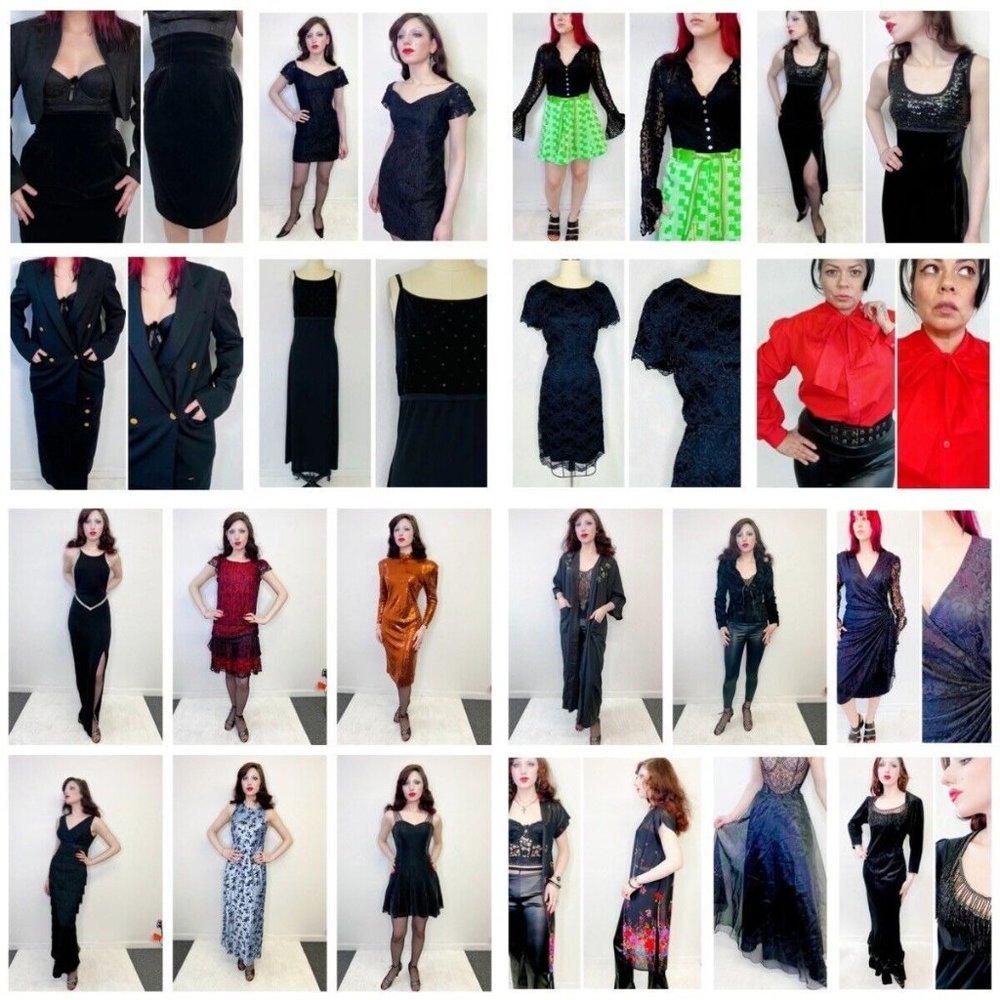 Vintage 20 Goth Black Pinup Dress Skirt Blouse Lot Wholesale Dealer Bulk Bundle